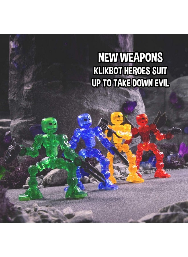 Zing زينغ كليك بوت، مجموعة كاملة من 4 شخصيات عمل قابلة للتشكيل مع أسلحة، شفافة، لإنشاء رسوم متحركة بتقنية التوقف، للأعمار من 6 سنوات وما فوق (السلسلة 1 الأبطال) - Image 5