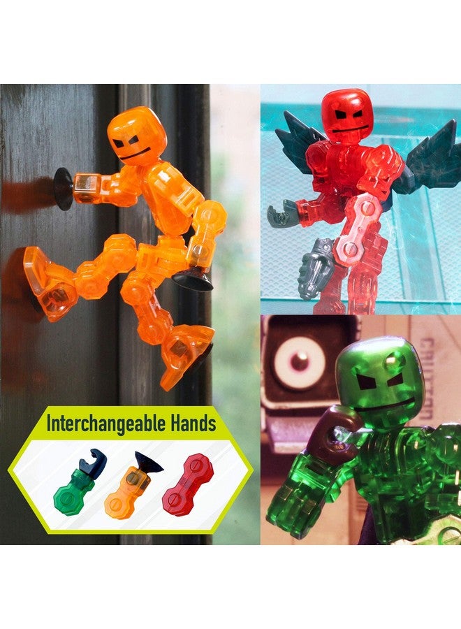 Zing زينغ كليك بوت، مجموعة كاملة من 4 شخصيات عمل قابلة للتشكيل مع أسلحة، شفافة، لإنشاء رسوم متحركة بتقنية التوقف، للأعمار من 6 سنوات وما فوق (السلسلة 1 الأبطال) - Image 4