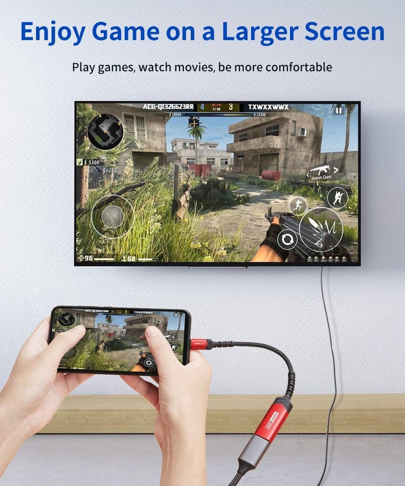 jsaux USB Type C to DisplayPort Adapter 4K@60Hz, C to Display Port Cable, Compatible with MacBook Pro 2019 2018, Surface Book, Dell XPS, Samsung Galaxy S21 S20 Note 20-Red - Image 4