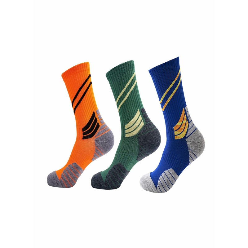 Zikra Elite Basketball Socks, Cushioned Athletic Socks for Men & Women, Mid Calf Socks for Football Running Hiking (3PCS) - Image 1