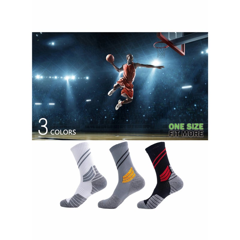Zikra Elite Basketball Socks, Cushioned Athletic Socks for Men & Women, Mid Calf Socks for Football Running Hiking (3PCS) - Image 2