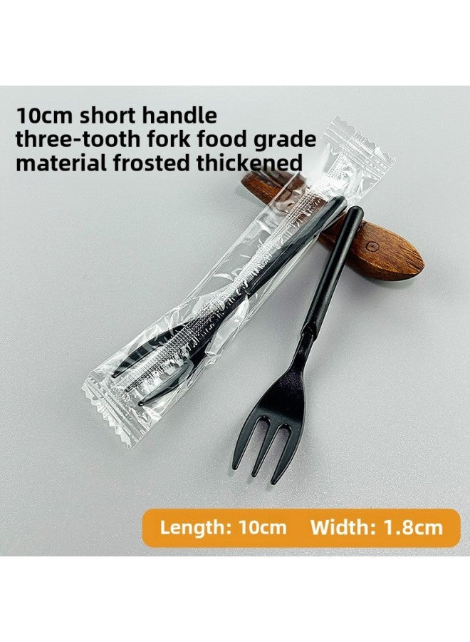 10cm Short Handle Three-tooth Fork Dessert Cake Western Point Plastic Fork Disposable Pastry Fruit Fork Independent Packaging Fork-Color:Yellow Independent Packaging - Image 4