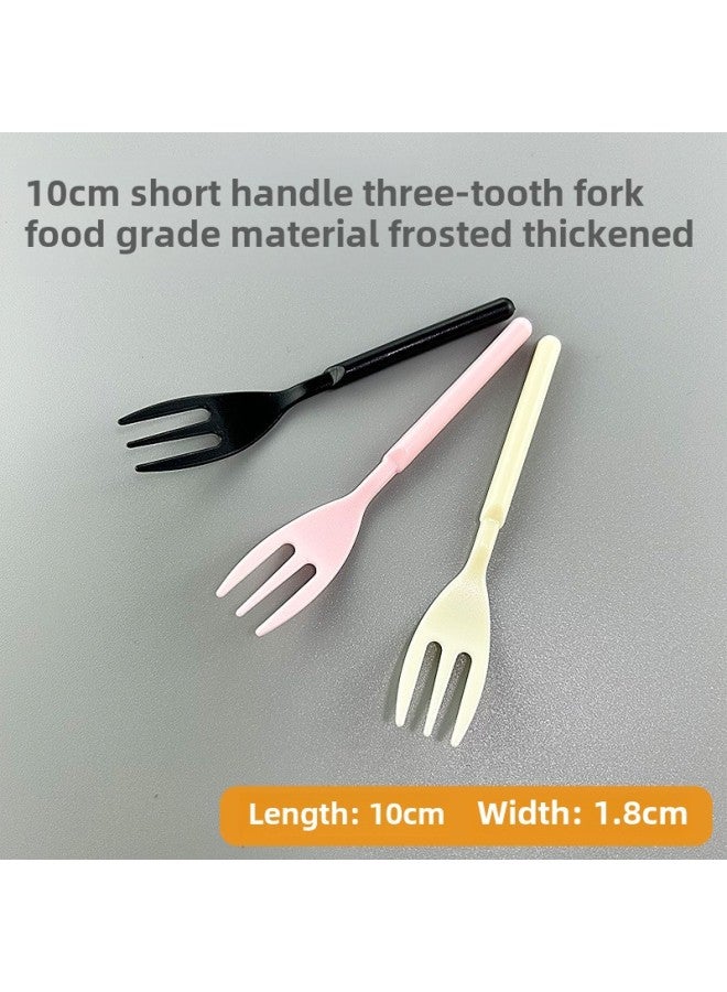 10cm Short Handle Three-tooth Fork Dessert Cake Western Point Plastic Fork Disposable Pastry Fruit Fork Independent Packaging Fork-Color:Yellow Independent Packaging - Image 2