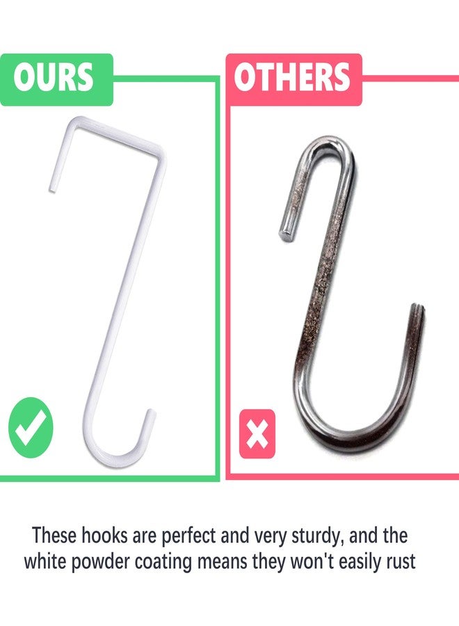 JOYSEUS 12pcs Vinyl Fence Hooks, 2 x 6 Inches Patio Hooks, White Powder Coated Steel Fence Hooks Hangers for Hanging Plants, Lights, Pool Equipment… - Image 5