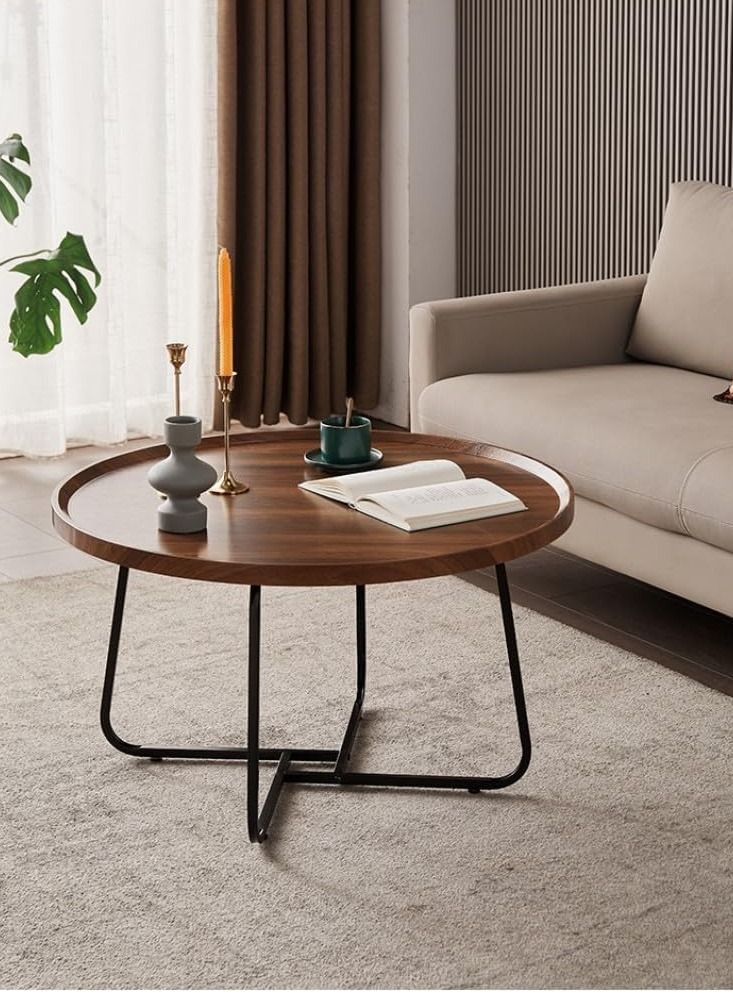 طاولة قهوة دائرية خشب بني/اسود مقاسات متعددة من 1ST (46*70)