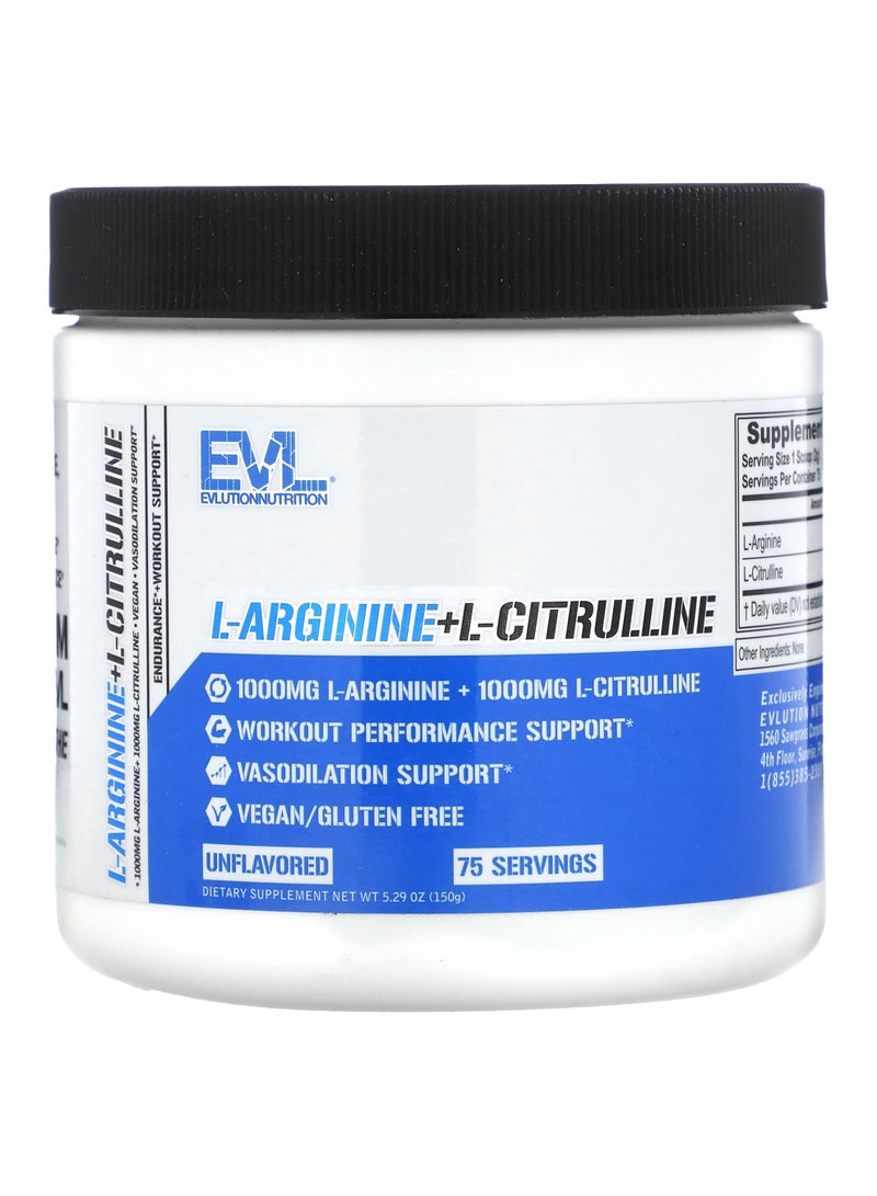 EVLUTION NUTRITION L-Arginine+l-Citrulline, Unflavored, 5.29 oz (150 g)