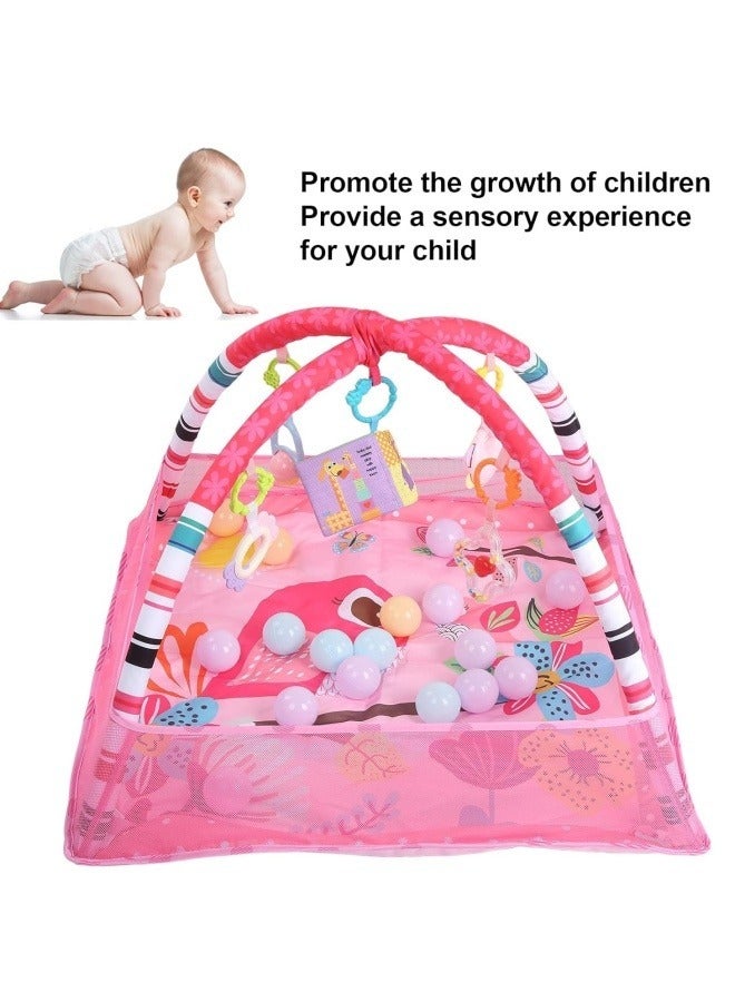 GGEROU Baby Gym Play Mat, Tummy Time Activity Mat,8-in-1 Tummy Time Mat, Washable Ball Pit with 18 Balls, Infant Play Mat,Detachable Toy for Sensory Exploration and Motor Skill Development (Pink) - Image 5