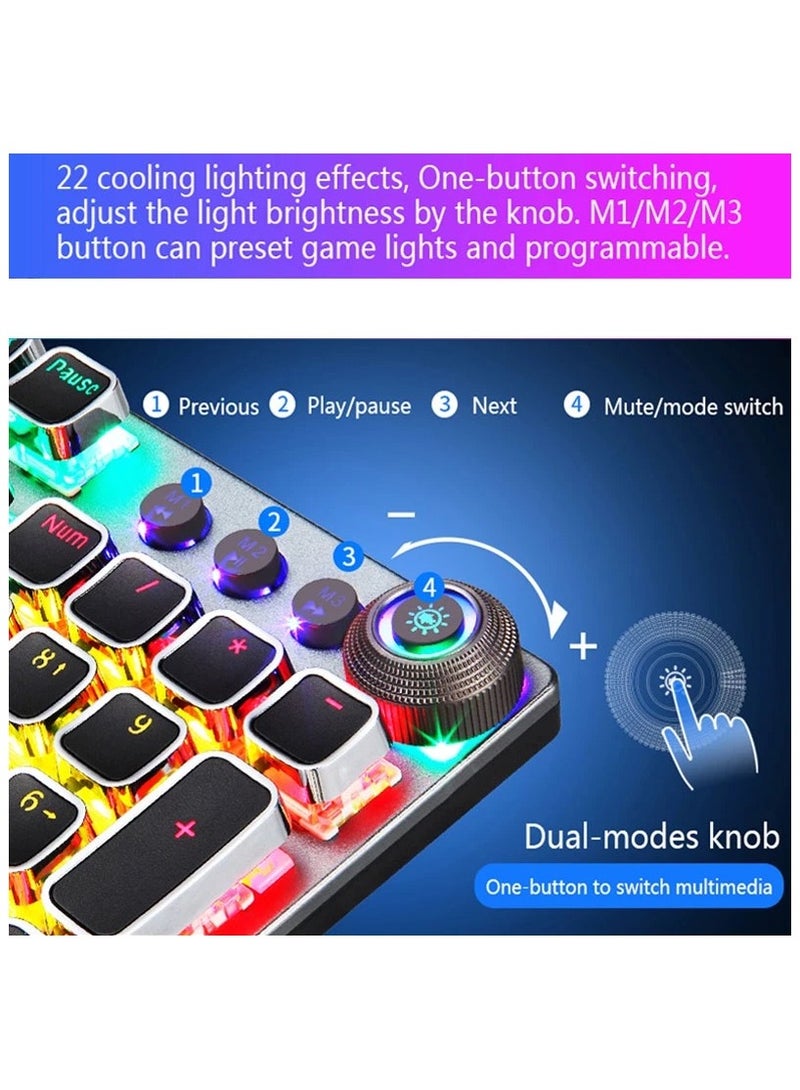 أولا لوحة مفاتيح ميكانيكية سلكية للألعاب F2088 بمفاتيح كاملة مضادة للتداخل ومقبض وسائط متعددة ومسند معصم قابل للإزالة - Image 4