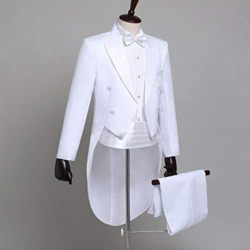 StarDY Men's Tuxedo Costume Classic Slim Fit Tuxedo Suit Chorus Musician Cosplay Adult Magician Tailcoat Magic White - Image 5