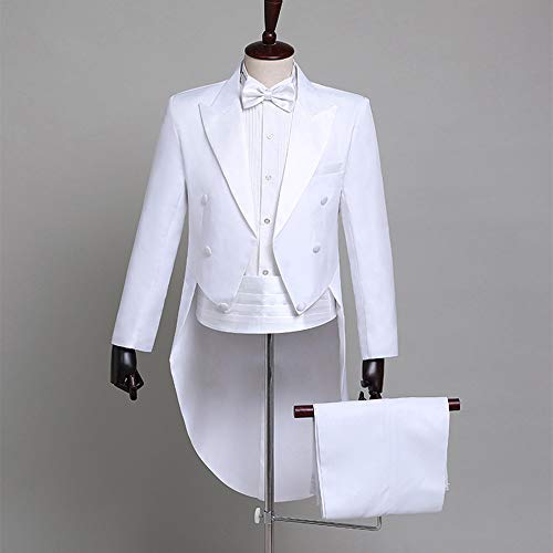 StarDY Men's Tuxedo Costume Classic Slim Fit Tuxedo Suit Chorus Musician Cosplay Adult Magician Tailcoat Magic White - Image 2