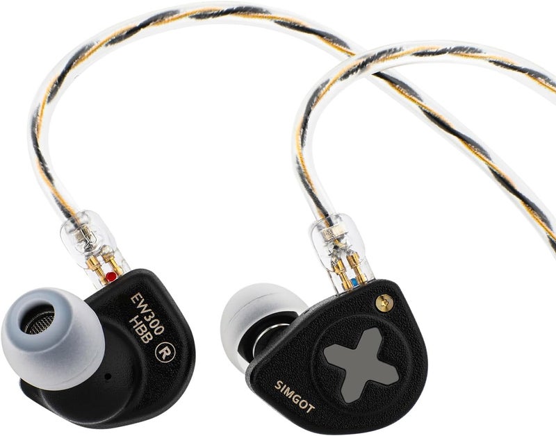 Linsoul SIMGOT EW300 1DD+1Planar+1PZT Hybrid Driver in Ear Monitor, Wired Earbuds IEM, Gaming Earbuds with Detachable Nozzles, Silver-Plated OFC IEM Cable for Audiophile Musician (EW300 HBB) - Image 1