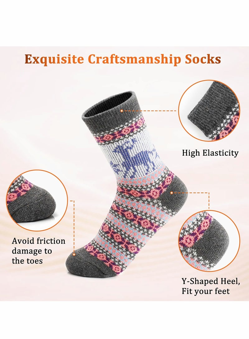 KASTWAVE Wool Socks for Women, Vintage Winter Warm Wool Socks for Women, Soft Cozy Socks, Thick Knit Boots Socks for Women / Men (5 Pairs) - Image 5