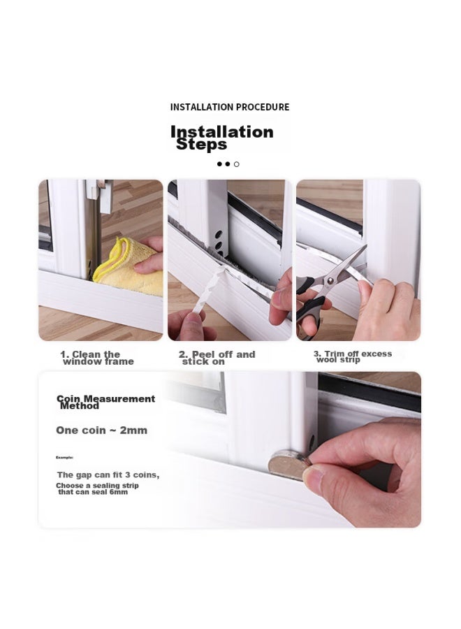 Befon Deyin Window Sealing Strip, Door And Window Sliding Window Gap Sealing Tape, Window Gap Sliding Door Sealing, Aluminum Alloy Door And Window Sealing, Windproof, Draft-proof, Heat Preservation Device, 9*9mm, 10 Meters, 4007 - Image 2