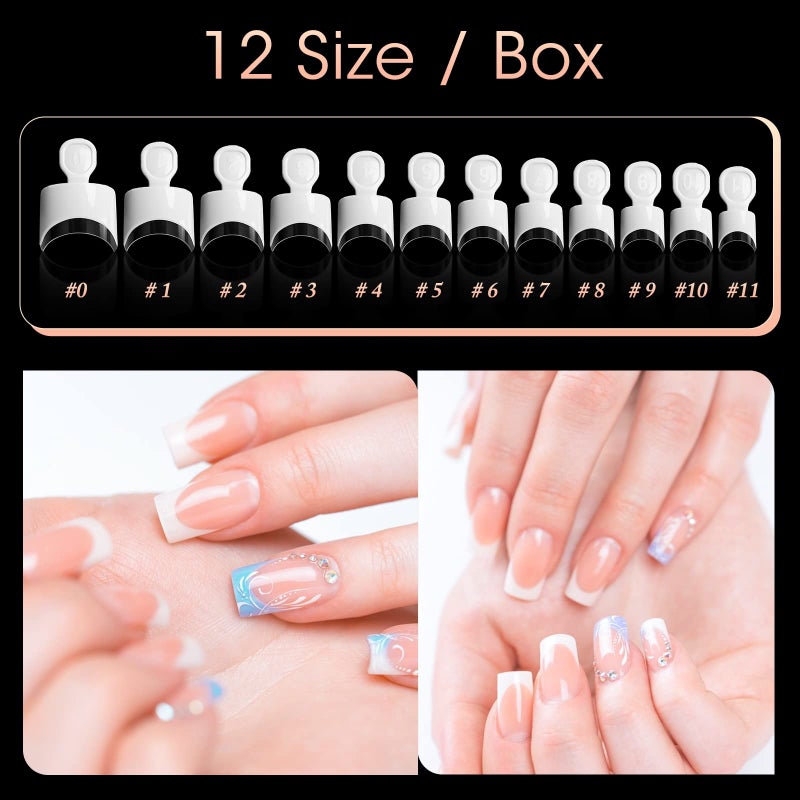 Ranrose French Nail Tips 120PCS Short Square Half Cover Nail Tips Press On Nails 12 Sizes French Fake Nails Acrylic White Nails with Box - Image 4