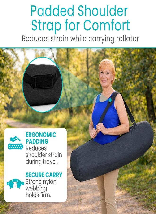فايف حقيبة Vive Air Frame Rollator - غطاء سفر لجهاز Vive Rollator (48 بوصة × 16.9 بوصة)، غطاء نايلون خفيف الوزن للطائرة، ملحقات السفر والتخزين، محمولة مع حزام كتف - (رمادي داكن) - Image 4