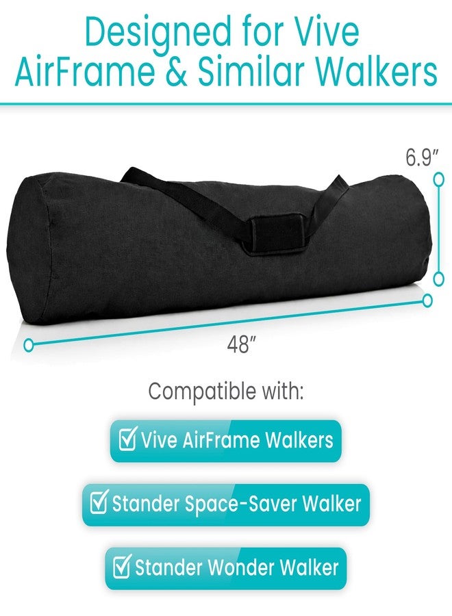 فايف حقيبة Vive Air Frame Rollator - غطاء سفر لجهاز Vive Rollator (48 بوصة × 16.9 بوصة)، غطاء نايلون خفيف الوزن للطائرة، ملحقات السفر والتخزين، محمولة مع حزام كتف - (رمادي داكن) - Image 3