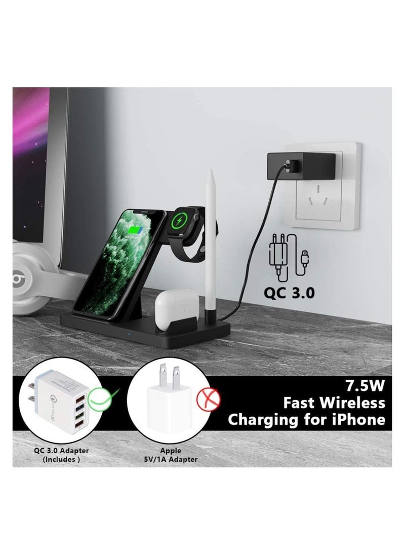 Phone Planet - 4-In-1 Wireless Charging Station with Adapter for Apple AirPods/Watch/Pencil/iPhone /Samsung - Image 1
