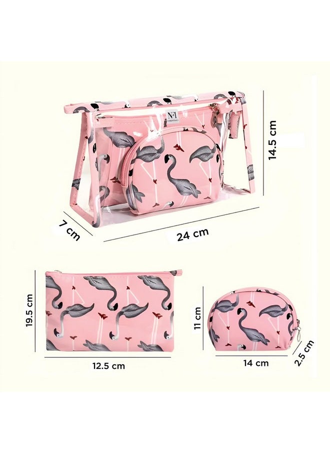 NFI essentials NFI essentials 3 Pcs. Cosmetic Pouch Makeup Pouch Vanity Bag Travel Organizer Toiletry Pouch for Women Zippered Pouch Set, Large, Medium, Small Makeup Bag  - Image 4