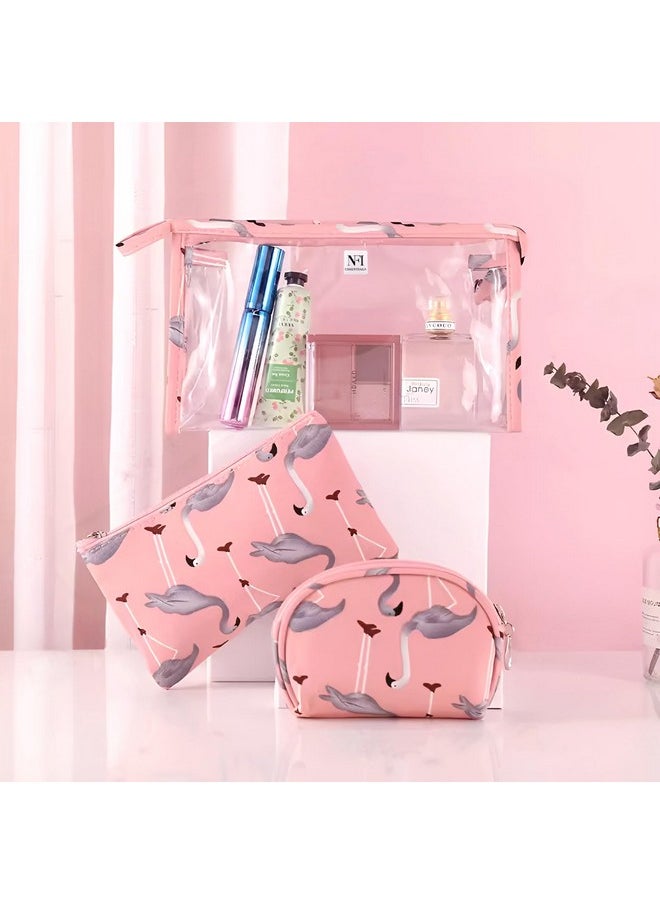 NFI essentials NFI essentials 3 Pcs. Cosmetic Pouch Makeup Pouch Vanity Bag Travel Organizer Toiletry Pouch for Women Zippered Pouch Set, Large, Medium, Small Makeup Bag  - Image 3
