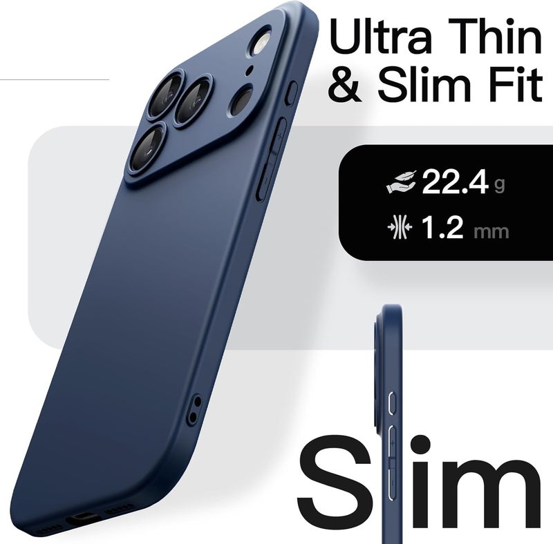 Slim Case for iPhone 17 Pro 6.3-Inch, Ultra-Thin Lightweight Minimalist Phone Cover with Camera Lens Protection, Matte Anti-Fingerprint Finish (Dark Blue) - Image 3