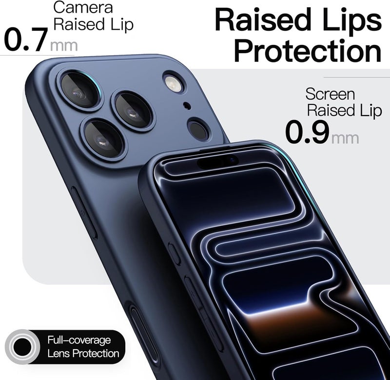 Slim Case for iPhone 17 Pro 6.3-Inch, Ultra-Thin Lightweight Minimalist Phone Cover with Camera Lens Protection, Matte Anti-Fingerprint Finish (Dark Blue) - Image 4