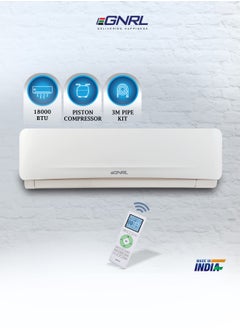 EGNRL 18000 BTU PISTON Compressor Split AC White R410a, 2025 New Series Model | Freeze Prevention, Auto Restart & Sleep Mode and Timer Function | 3M Pipe Kit & Remote Included 1.5 Ton White EG18PST - Free 5 Year Compressor Warranty  - Image 1