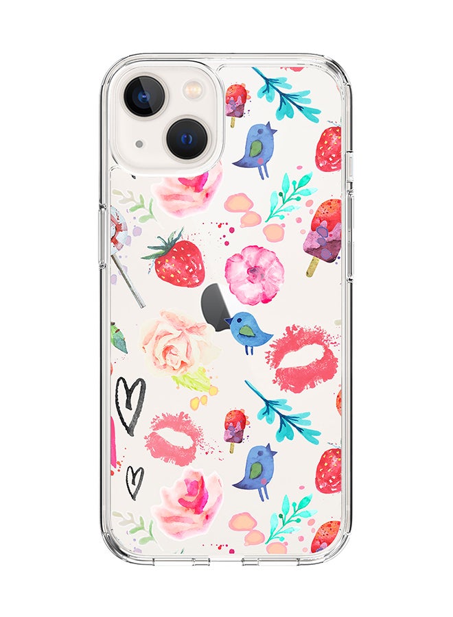 Stylizedd حافظة كلاسيكية شفافة لهاتف آبل آيفون 14 بلس - غلاف هجين ناعم حواف مرنة مضاد للسقوط TPU PC جل رقيق شفاف - حمى الصيف