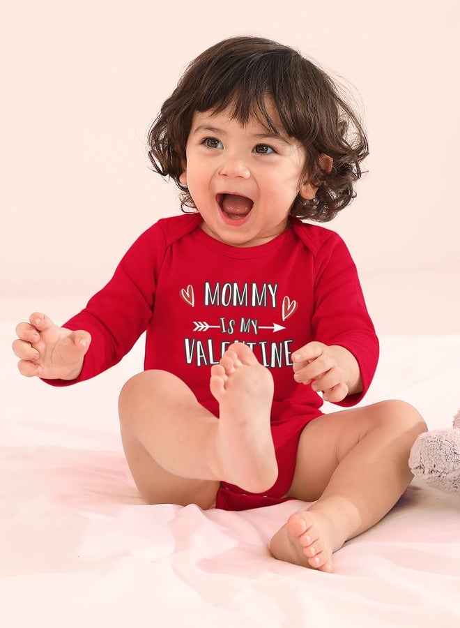 BesserBay 100% Cotton Baby Long Sleeve Heart Bodysuit Red Onesie 6-9 Months - Image 4