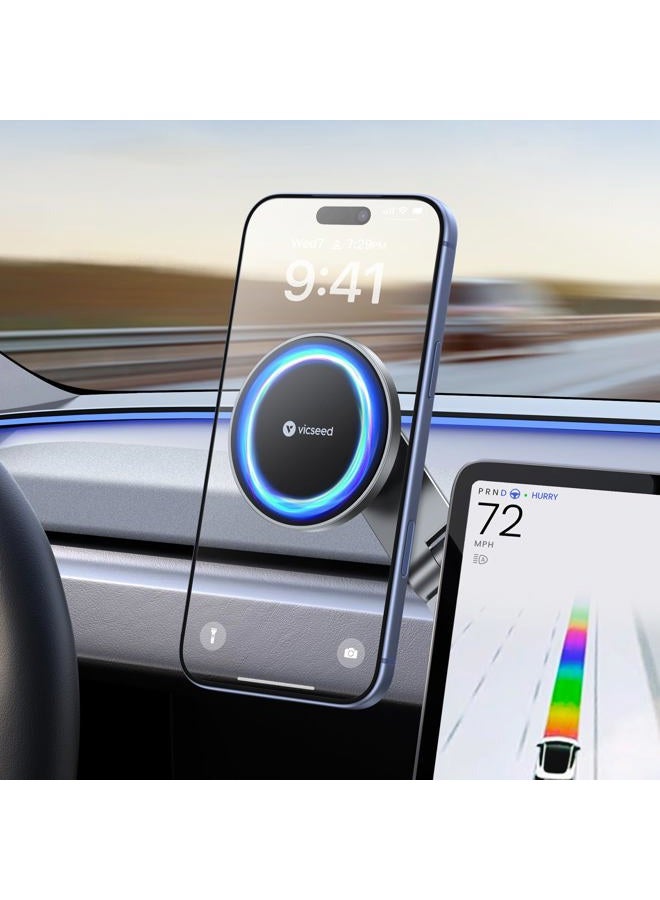 VICSEED Tesla Phone Mount【Strongest Magnet Power】Foldable Hidden Tesla Phone Holder Fit for All Phone, Tesla Model 3 Model Y for MagSafe Car Mount, Tesla Model 3 Accessories, Tesla Model Y Accessories - Image 1