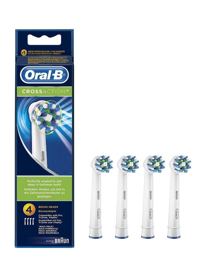 Oral-B 4-Piece Cross Action Replacement Brush Head White/Blue/Green - Image 1
