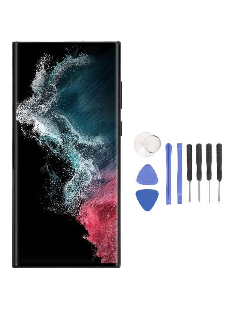 Phone LCD Display Replacement for Galaxy S22 Ultra Phone LCD Screen Touch Screen Digitizer Assembly Replacement with Fingerprint Frame Black  - Image 1