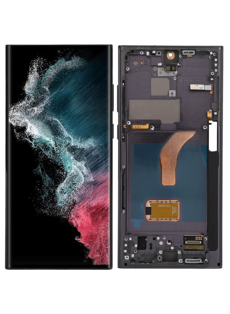 Phone LCD Display Replacement for Galaxy S22 Ultra Phone LCD Screen Touch Screen Digitizer Assembly Replacement with Fingerprint Frame Black  - Image 3