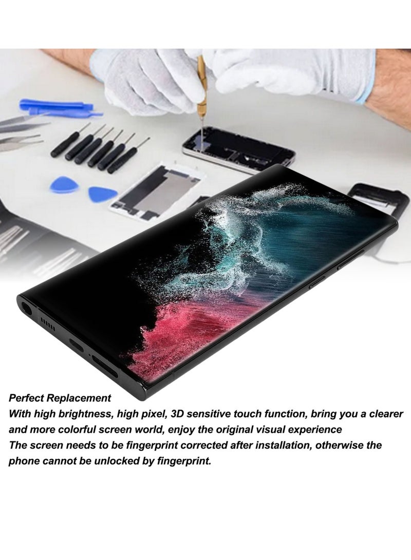 Phone LCD Display Replacement for Galaxy S22 Ultra Phone LCD Screen Touch Screen Digitizer Assembly Replacement with Fingerprint Frame Black  - Image 5