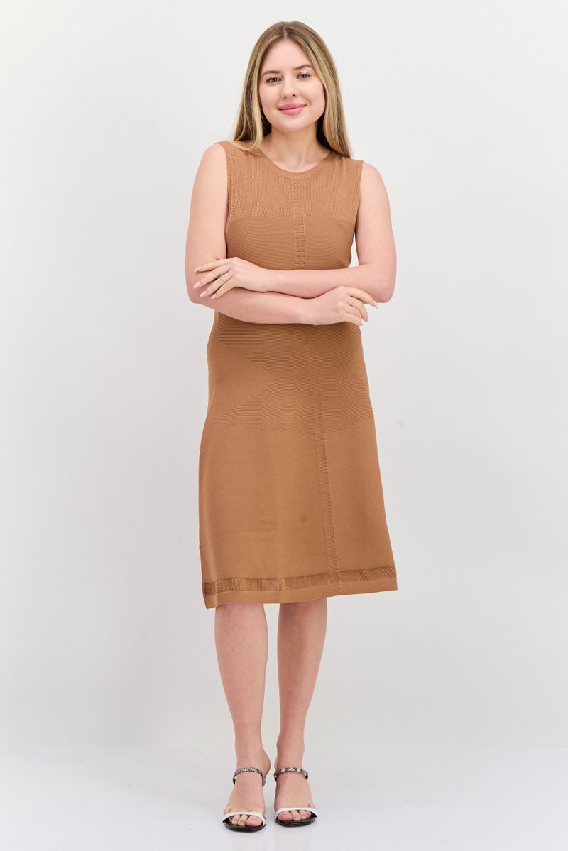 ESPRIT فستان ميني محبوك للنساء، تان - Image 1