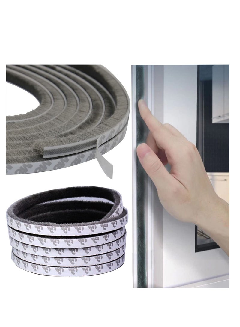 NIBEMINENT Weather Stripping Door Seal Self Adhesive Brush Strip for Windows and Doors Felt Window Insulation Sealing Weatherstrip 10M  - Image 1