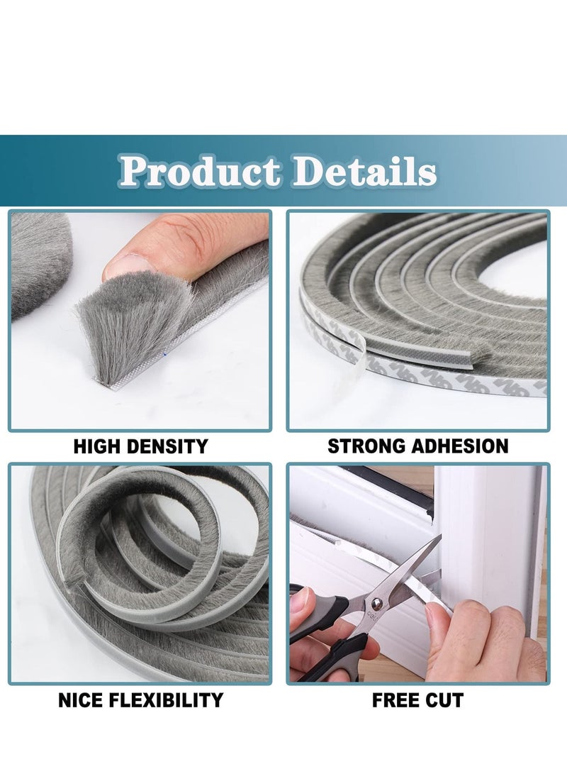 NIBEMINENT Weather Stripping Door Seal Self Adhesive Brush Strip for Windows and Doors Felt Window Insulation Sealing Weatherstrip 10M  - Image 2
