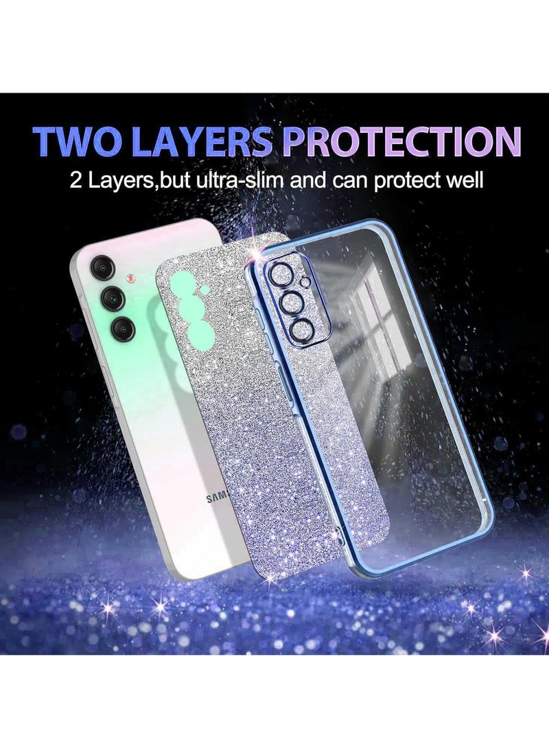 general 【3 in 1】 Compatible Samsung Galaxy A15 Phone Case with Screen Protector, Transparent Glitter Electroplated Hybrid Case, Scratch Resistant Shock Absorbing TPU Bumper Case - Image 2