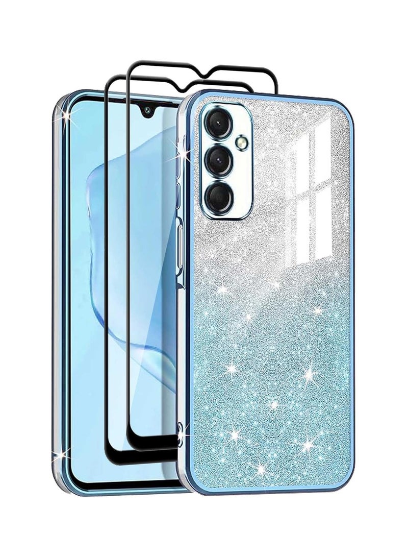 general 【3 in 1】 Compatible Samsung Galaxy A15 Phone Case with Screen Protector, Transparent Glitter Electroplated Hybrid Case, Scratch Resistant Shock Absorbing TPU Bumper Case - Image 1