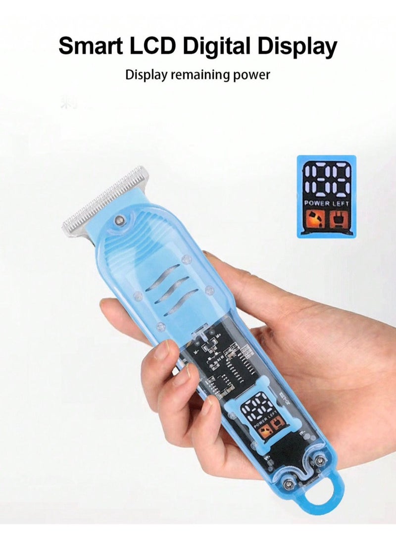 مايكروبلس ماكينة تشذيب الشعر القابلة لإعادة الشحن من مايكرو بلس للرجال - مناسبة للحية والرأس، ماكينة قص شعر احترافية، أطوال قابلة للتعديل وضوضاء منخفضة، لون أزرق PS-4754 - Image 3
