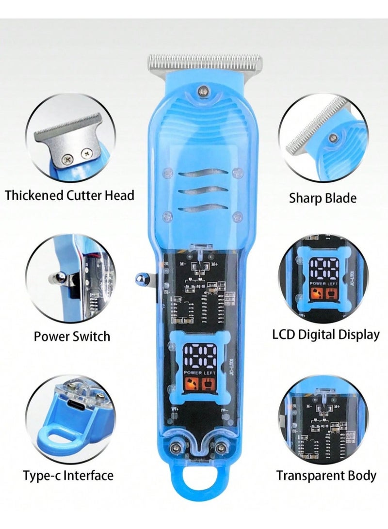 مايكروبلس ماكينة تشذيب الشعر القابلة لإعادة الشحن من مايكرو بلس للرجال - مناسبة للحية والرأس، ماكينة قص شعر احترافية، أطوال قابلة للتعديل وضوضاء منخفضة، لون أزرق PS-4754 - Image 1