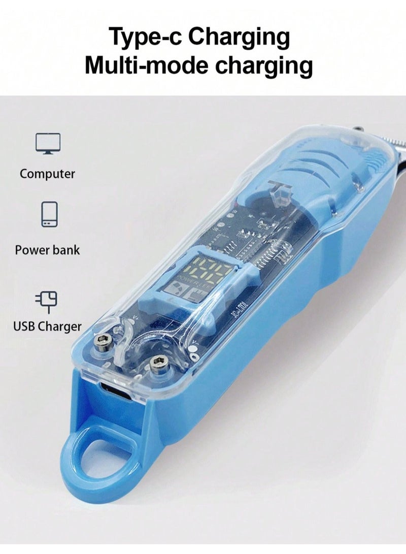 مايكروبلس ماكينة تشذيب الشعر القابلة لإعادة الشحن من مايكرو بلس للرجال - مناسبة للحية والرأس، ماكينة قص شعر احترافية، أطوال قابلة للتعديل وضوضاء منخفضة، لون أزرق PS-4754 - Image 4