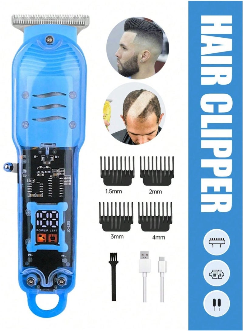 مايكروبلس ماكينة تشذيب الشعر القابلة لإعادة الشحن من مايكرو بلس للرجال - مناسبة للحية والرأس، ماكينة قص شعر احترافية، أطوال قابلة للتعديل وضوضاء منخفضة، لون أزرق PS-4754 - Image 5