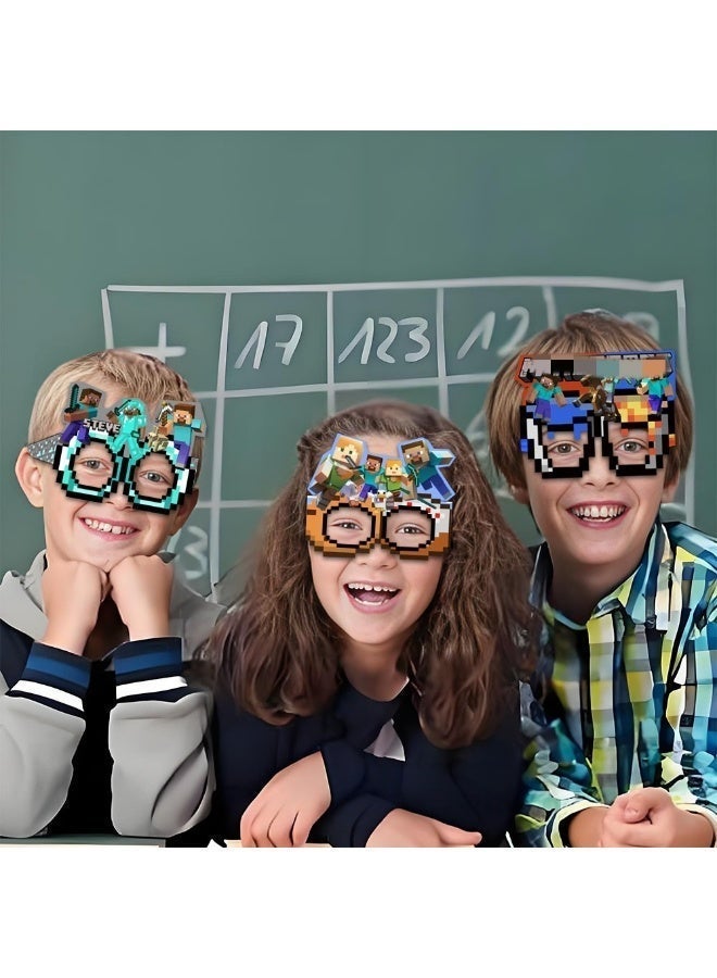 16 عبوة من النظارات الورقية للحفلات، إكسسوارات تنكرية لحفلات الأطفال الممتعة ذات الطابع الكرتوني، نظارات ورقية مضحكة، هدايا تذكارية ومستلزمات حفلات الكرتون، ديكورات الحفلات ذات الطابع الكرتوني - Image 1