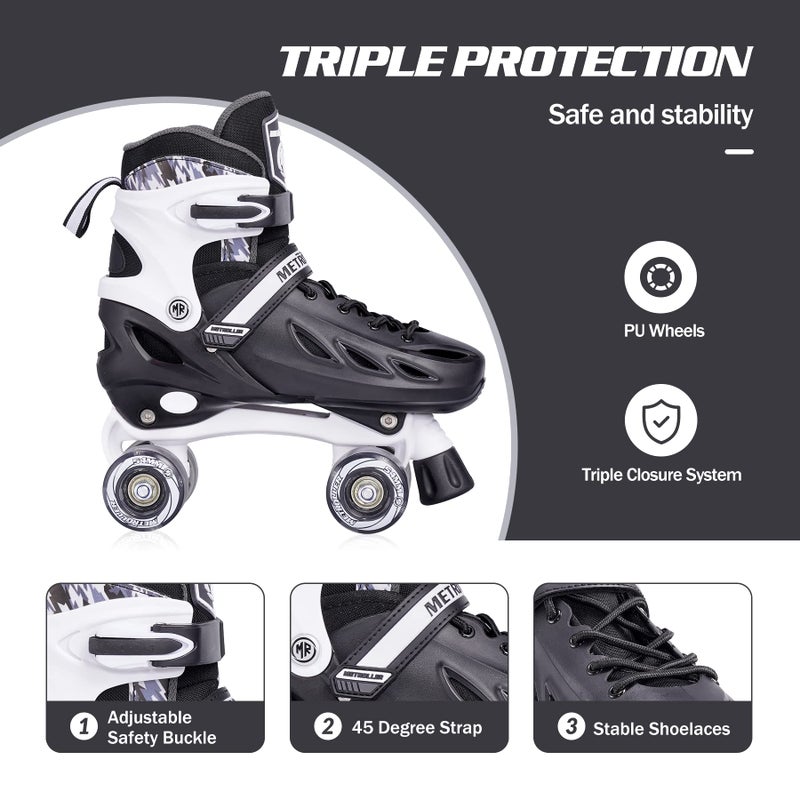 METROLLER Roller Skates for Girls Ages 5-8 8-12 and Boys Teens, Adjustable 4 Sizes for Kids Toddler Rollerskates with Light up Wheels, for Youth Women and Men - Image 4
