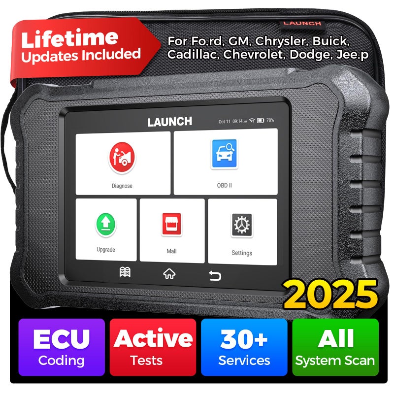 LAUNCH X431 Creader Elite 20 FGC OBD2 Scanner BiDirectional Scan Tool for FordGMChrysler Series ECU Coding Lifetime FREE Update All System Diagnostic 100 Services Full OBD2 Code Reader
