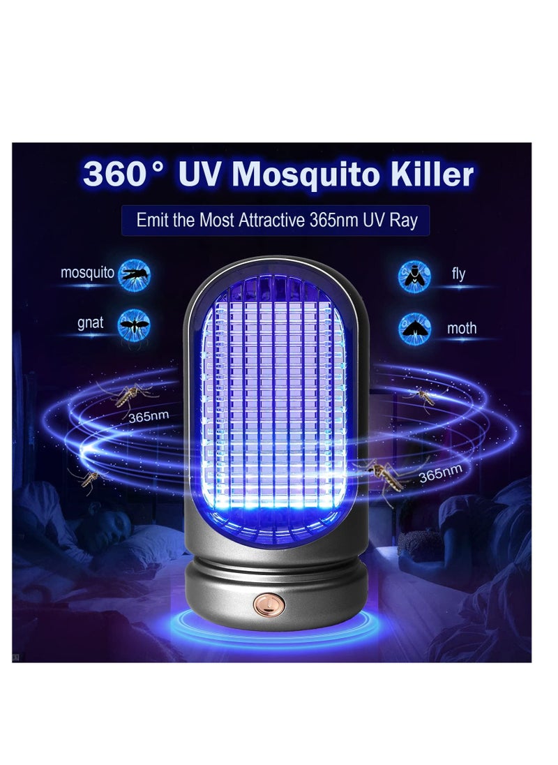 SYOSI - Mosquito Killer Lamp, USB Electric Fly Zapper Electric Bug Zapper Indoor, UV Insect Killer Mosquito Fly Killer for Home Indoor, Portable Fly Catcher Outdoor Fly Traps for Home Use(Silver) - Image 1