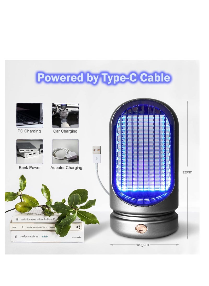 SYOSI - Mosquito Killer Lamp, USB Electric Fly Zapper Electric Bug Zapper Indoor, UV Insect Killer Mosquito Fly Killer for Home Indoor, Portable Fly Catcher Outdoor Fly Traps for Home Use(Silver) - Image 1