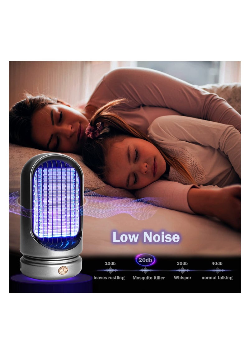SYOSI - Mosquito Killer Lamp, USB Electric Fly Zapper Electric Bug Zapper Indoor, UV Insect Killer Mosquito Fly Killer for Home Indoor, Portable Fly Catcher Outdoor Fly Traps for Home Use(Silver) - Image 1