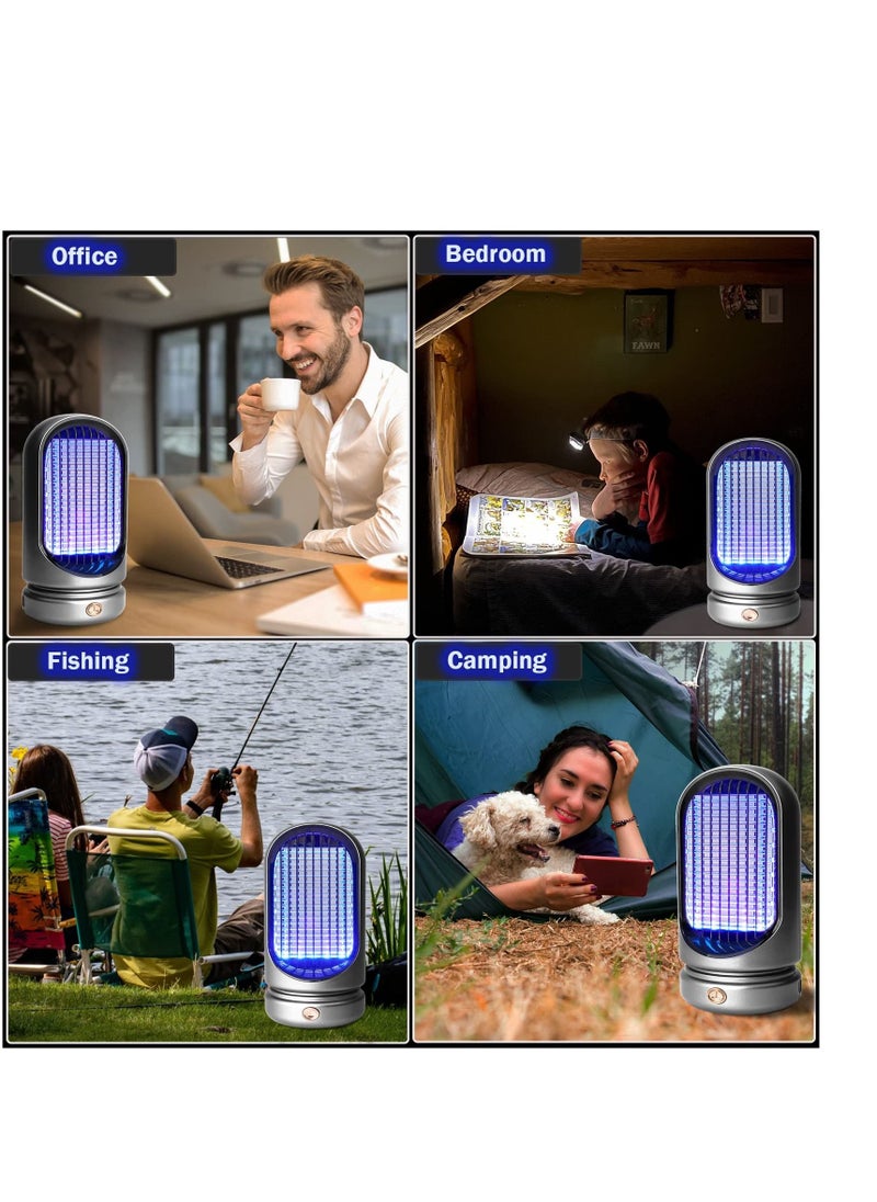 SYOSI - Mosquito Killer Lamp, USB Electric Fly Zapper Electric Bug Zapper Indoor, UV Insect Killer Mosquito Fly Killer for Home Indoor, Portable Fly Catcher Outdoor Fly Traps for Home Use(Silver) - Image 1