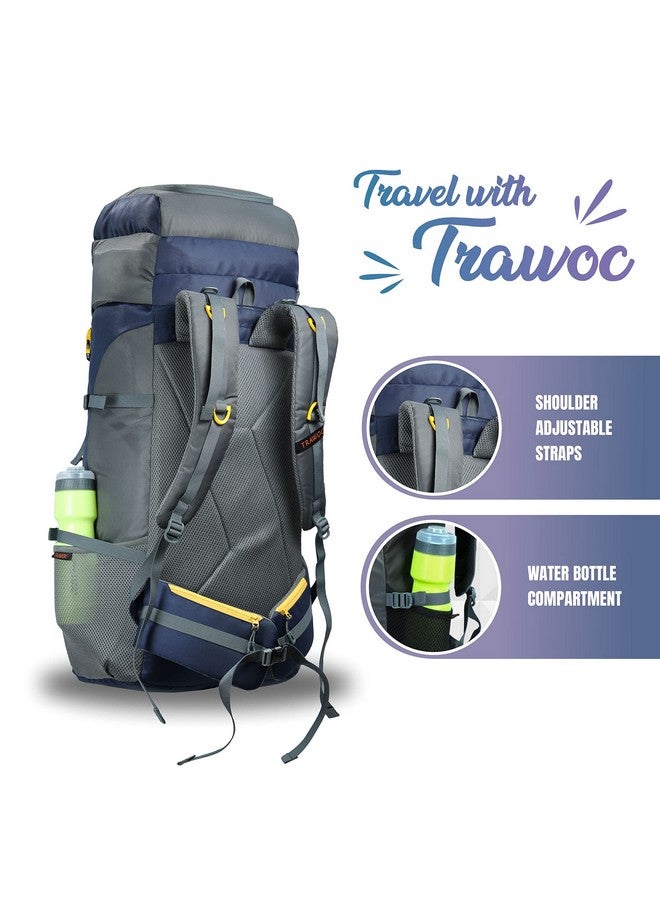 TRAWOC AIRWAVE 60L Travel Backpack Hiking Trekking Bag Camping Rucksack Bag for Men and Women, HK005, 3 Year Warranty, Grey - Image 4